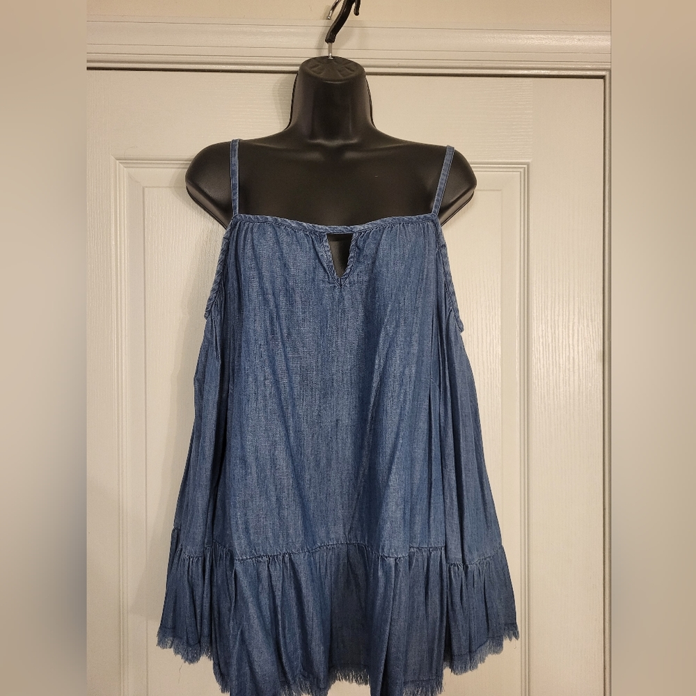 Denim Fringed Top